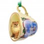 STCD03A Pomeranian, Red Sleigh Ride Holiday Tea Cup Ornament