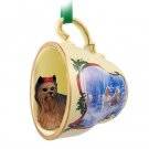 STCD04 Yorkshire Terrier Sleigh Ride Holiday Tea Cup Ornament