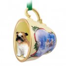 STCD05A Bulldog Sleigh Ride Holiday Tea Cup Ornament