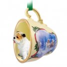 STCD05C Bulldog, White Sleigh Ride Holiday Tea Cup Ornament