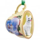 STCD08C German Shepherd, White Sleigh Ride Holiday Tea Cup Ornament
