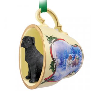 STCD100A Great Dane, Black, Uncropped Sleigh Ride Holiday Tea Cup Ornament