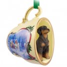 STCD101B Doberman, Red, Uncropped Sleigh Ride Holiday Tea Cup Ornament
