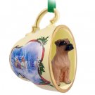 STCD102B Boxer, Tawny, Uncropped Sleigh Ride Holiday Tea Cup Ornament