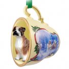 STCD102C Boxer, Brindle, Uncropped Sleigh Ride Holiday Tea Cup Ornament