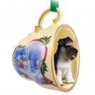 STCD103B Schnauzer, Gray, Uncropped Sleigh Ride Holiday Tea Cup Ornament