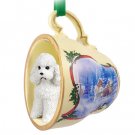 STCD104A Poodle, White, Sport cut Sleigh Ride Holiday Tea Cup Ornament