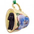 STCD104D Poodle, Black, Sport cut Sleigh Ride Holiday Tea Cup Ornament