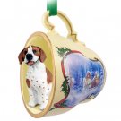 STCD106A Pointer, Brown & White Sleigh Ride Holiday Tea Cup Ornament
