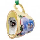 STCD10A Lhasa Apso, Gray Sleigh Ride Holiday Tea Cup Ornament