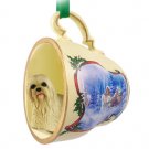 STCD10C Lhasa Apso, Blonde Sleigh Ride Holiday Tea Cup Ornament