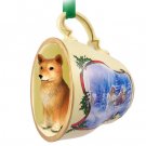 STCD117 Finnish Spitz Sleigh Ride Holiday Tea Cup Ornament