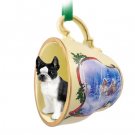 STCD12 Boston Terrier Sleigh Ride Holiday Tea Cup Ornament