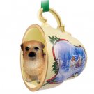 STCD122 Tibetan Spaniel  Sleigh Ride Holiday Tea Cup Ornament