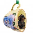 STCD124 Wire Haired Dachshund Sleigh Ride Holiday Tea Cup Ornament