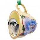 STCD129A Lhasa Apso, Gray, Sport cut Sleigh Ride Holiday Tea Cup Ornament
