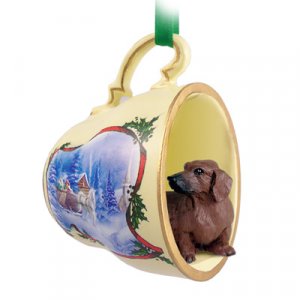 STCD19A Dachshund, Red Sleigh Ride Holiday Tea Cup Ornament