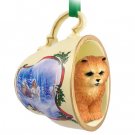 STCD21B Chow, Red Sleigh Ride Holiday Tea Cup Ornament