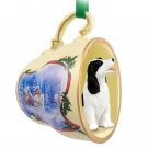STCD22B Springer Spaniel, Black & White Sleigh Ride Holiday Tea Cup Ornament