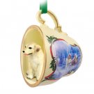STCD24B Labrador Retriever, Yellow Sleigh Ride Holiday Tea Cup Ornament