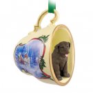 STCD24C Labrador Retriever, Chocolate Sleigh Ride Holiday Tea Cup Ornament