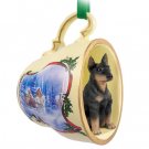 STCD25A Doberman, Black Sleigh Ride Holiday Tea Cup Ornament