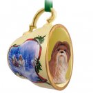 STCD26B Shih Tzu, Tan Sleigh Ride Holiday Tea Cup Ornament