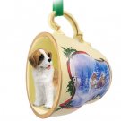 STCD31 Saint Bernard, Rough Coat Sleigh Ride Holiday Tea Cup Ornament