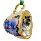 STCD32 Keeshond Sleigh Ride Holiday Tea Cup Ornament