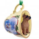 STCD33B Boxer, Tawny Sleigh Ride Holiday Tea Cup Ornament