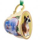 STCD33C Boxer, Brindle Sleigh Ride Holiday Tea Cup Ornament