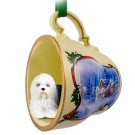 STCD35 Old English Sheepdog Sleigh Ride Holiday Tea Cup Ornament