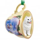 STCD39 Samoyed  Sleigh Ride Holiday Tea Cup Ornament