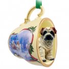 STCD40C Shar Pei, Cream Sleigh Ride Holiday Tea Cup Ornament