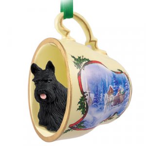 STCD42 Scottish Terrier  Sleigh Ride Holiday Tea Cup Ornament