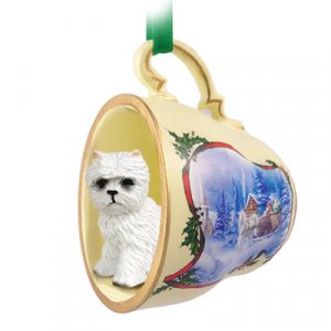 STCD43 West Highland Terrier Sleigh Ride Holiday Tea Cup Ornament