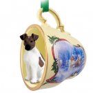 STCD50A Fox Terrier, Brown & White Sleigh Ride Holiday Tea Cup Ornament