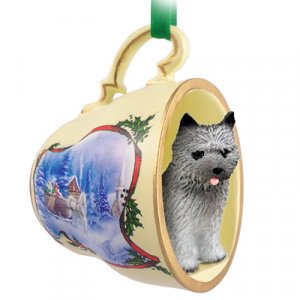 STCD53A Cairn Terrier, Gray Sleigh Ride Holiday Tea Cup Ornament