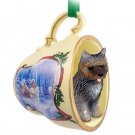 STCD53C Cairn Terrier, Brindle Sleigh Ride Holiday Tea Cup Ornament