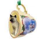 STCD55A Akita Gray Sleigh Ride Holiday Tea Cup Ornament