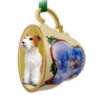 STCD59 Wire Haired Fox Terrier Sleigh Ride Holiday Tea Cup Ornament