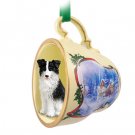 STCD62 Border Collie Sleigh Ride Holiday Tea Cup Ornament