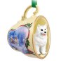 STCD82 American Eskimo Sleigh Ride Holiday Tea Cup Ornament