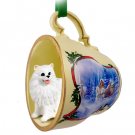 STCD83 American Eskimo Miniature Sleigh Ride Holiday Tea Cup Ornament