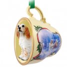STCD84B English Setter, Orange Belton Sleigh Ride Holiday Tea Cup Ornament