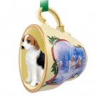 STCD91 American Foxhound Sleigh Ride Holiday Tea Cup Ornament