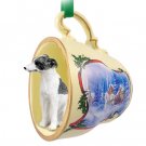 STCD92C Whippet, Gray & White Sleigh Ride Holiday Tea Cup Ornament