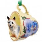 STCD93 Silky Terrier  Sleigh Ride Holiday Tea Cup Ornament