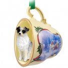 STCD99B Australian Shepherd Blue Sleigh Ride Holiday Tea Cup Ornament