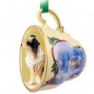 STCD99D Australian Shepherd Brown, Docked Sleigh Ride Holiday Tea Cup Ornament